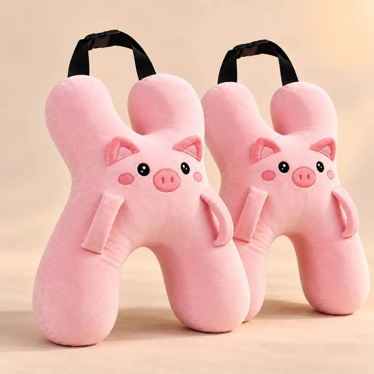 Deux coussins câlins Cochon rose